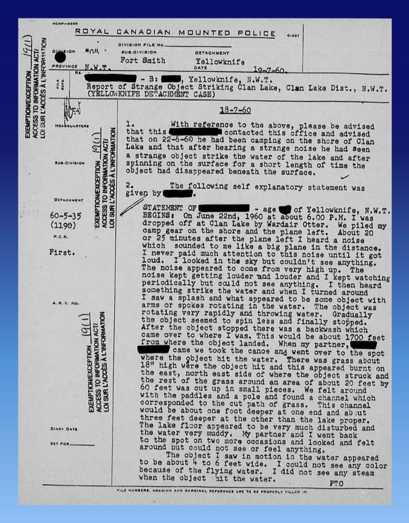 ARCHIVES NATIONALES CANADA - RAPPORT OVNI - UAP