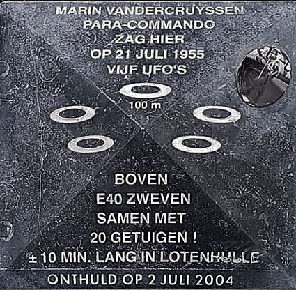 ovni 21 juillet 1965 Belgique  plaque commémorative