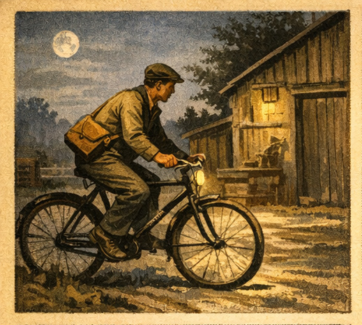 le témoin part en bicyclette vers 3 h du matin